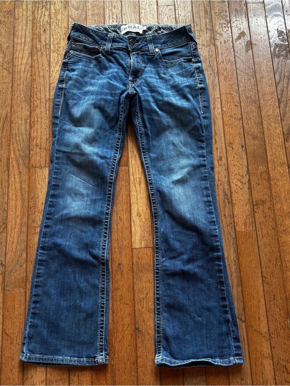 Womens Ariat Real Denim Mid Rise Boot jeans size 30S - Picture 2 of 9